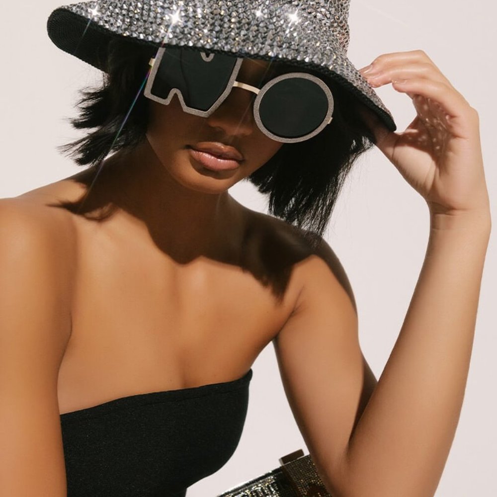 Silver Rhinestone Covered Akira Hat